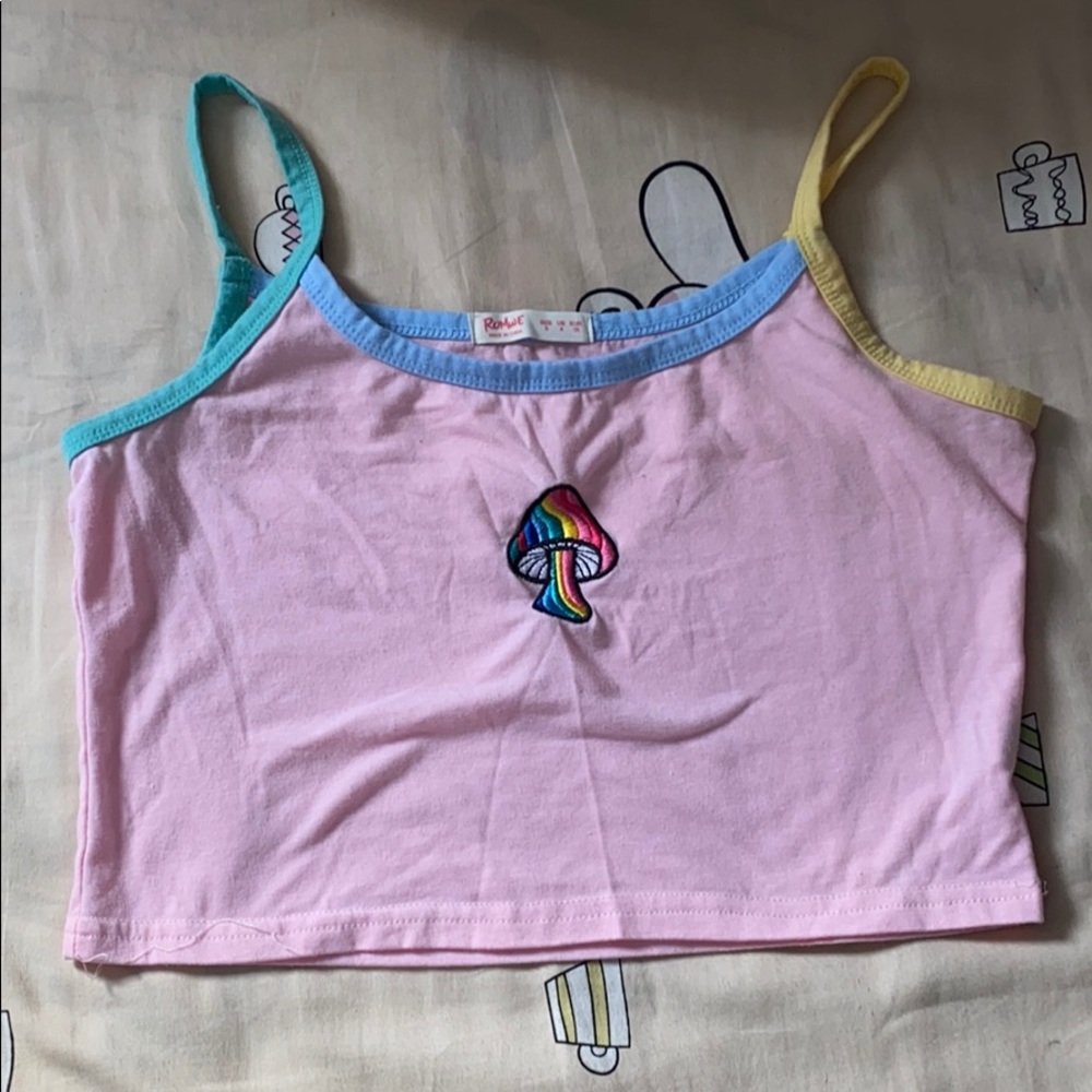 mushroom embroidered tank top
